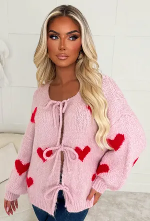 Alexa Baby Pink Love Heart Tie Knot Jumper