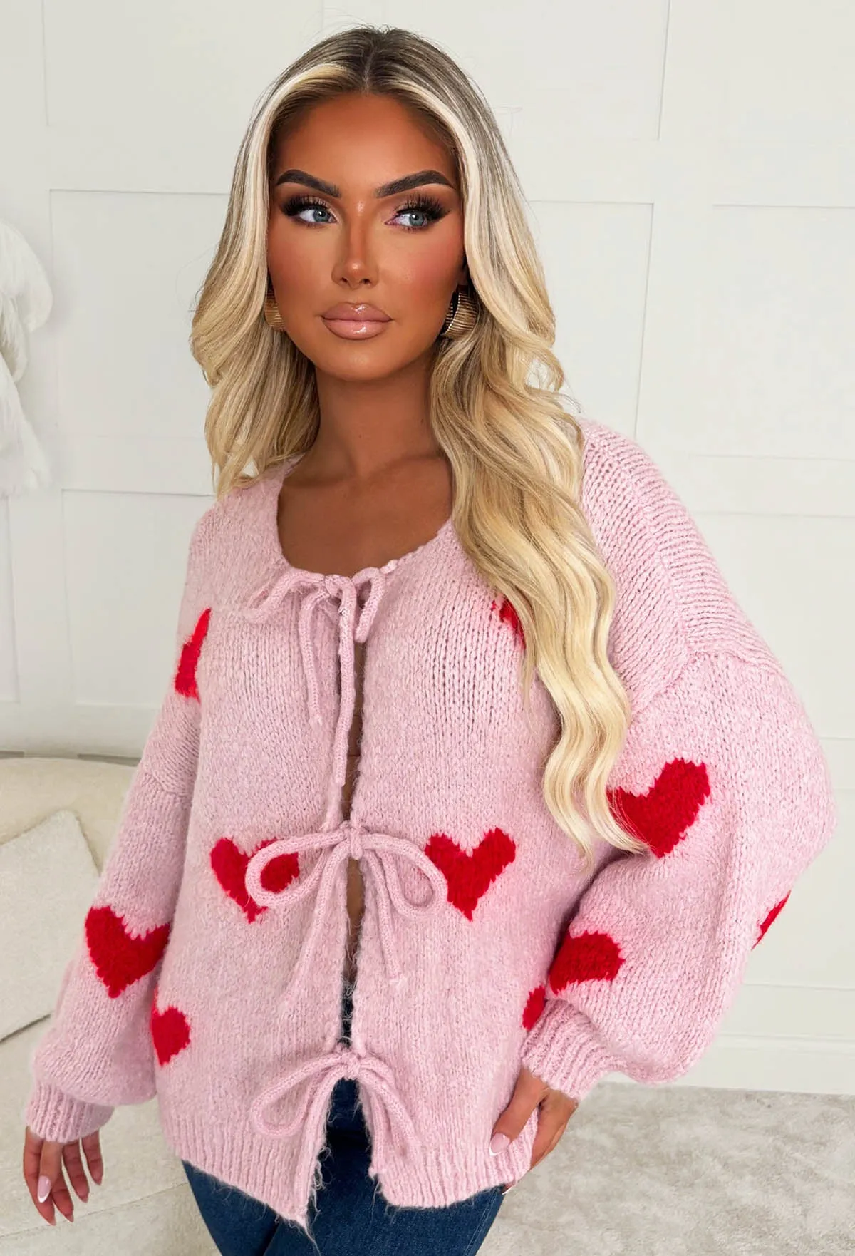 Alexa Baby Pink Love Heart Tie Knot Jumper