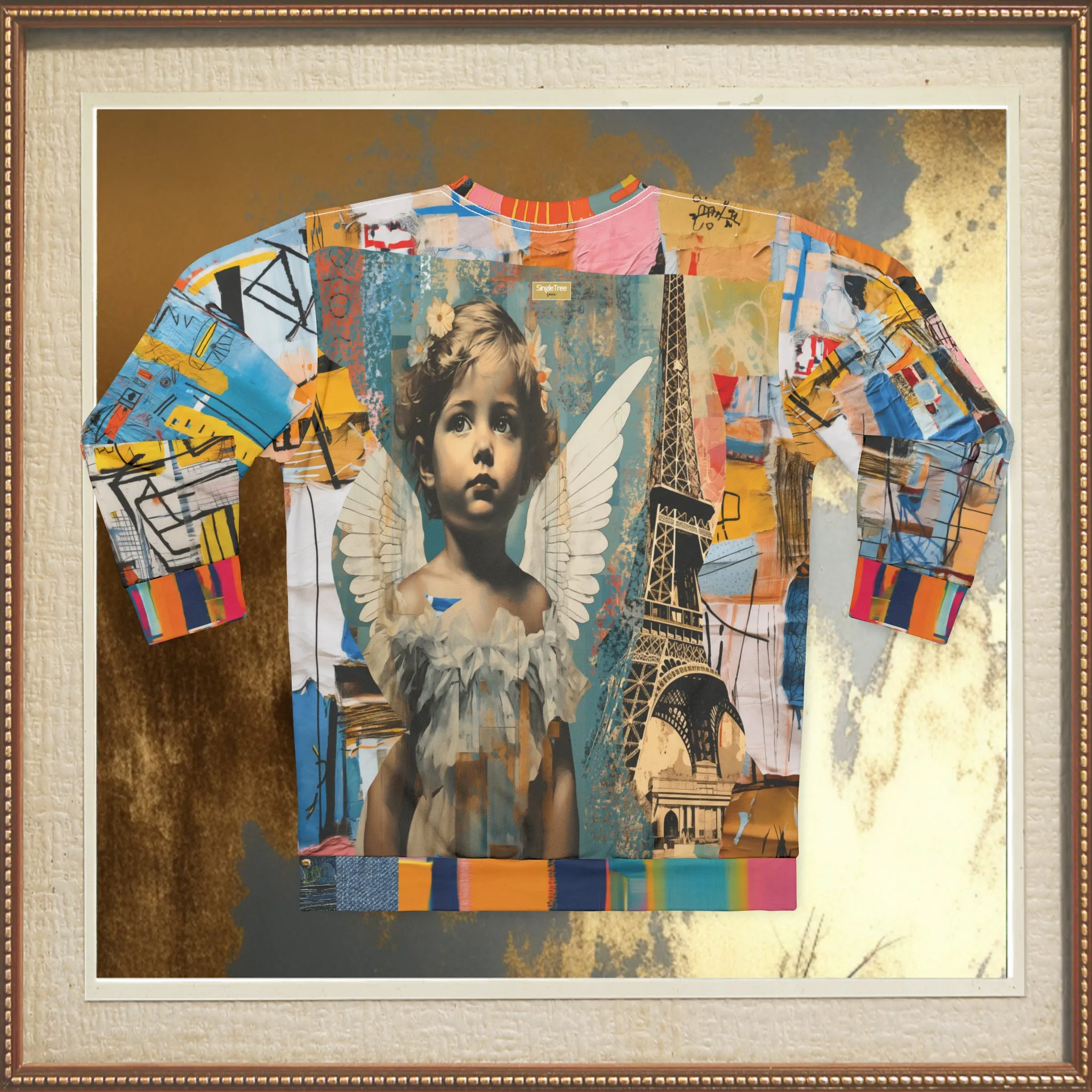 Angels in Paris Graffiti Art Mid-Weight Polyester Unisex Sweatshirt (Gold Label)