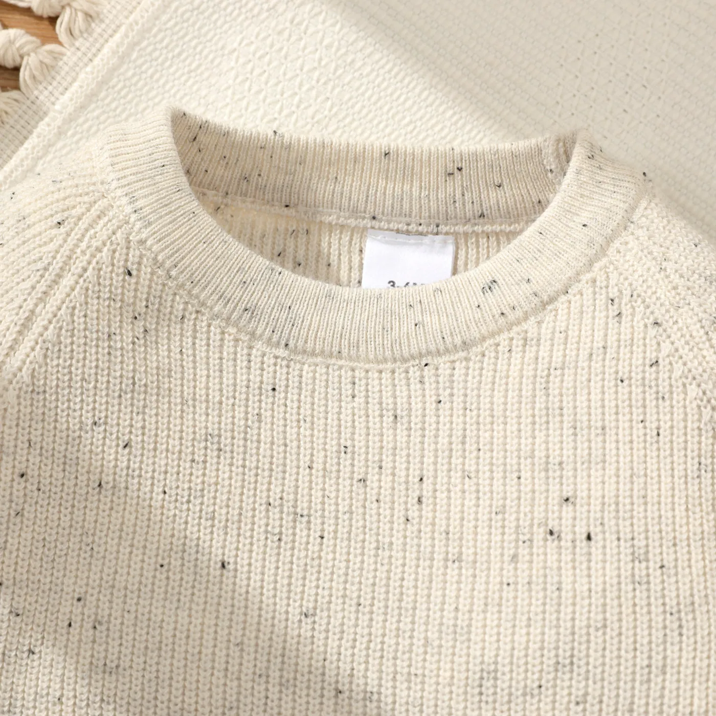 Baby Girl Solid Round Neck Long-sleeve Knitted Pullover Sweater