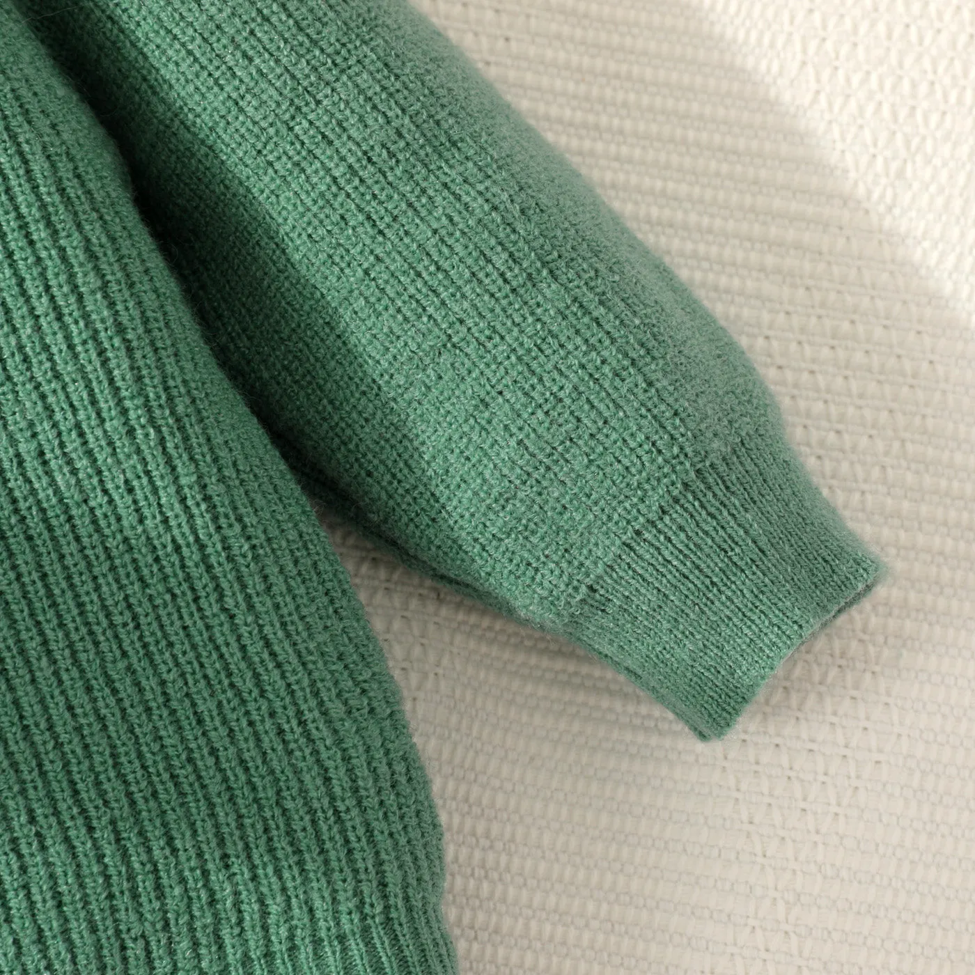 Baby Girl Solid Round Neck Long-sleeve Knitted Pullover Sweater