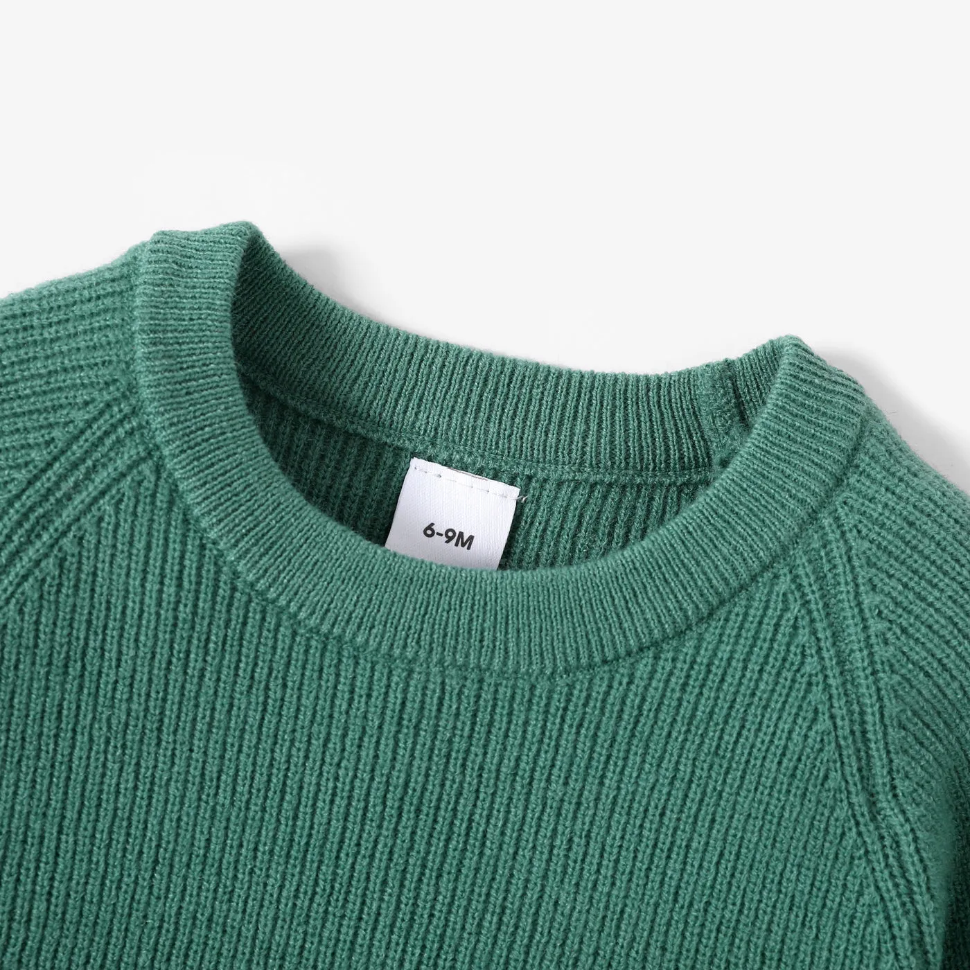 Baby Girl Solid Round Neck Long-sleeve Knitted Pullover Sweater