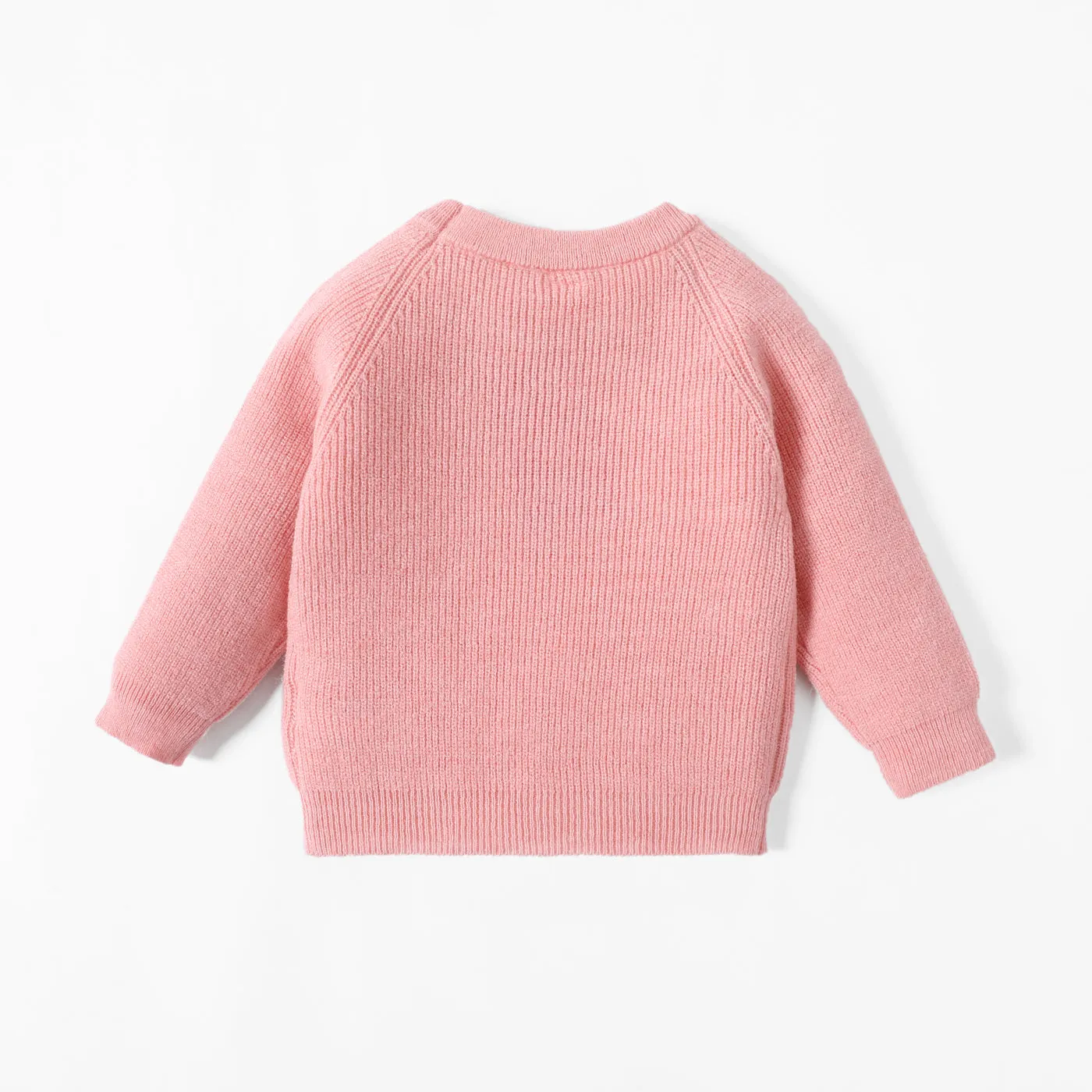 Baby Girl Solid Round Neck Long-sleeve Knitted Pullover Sweater