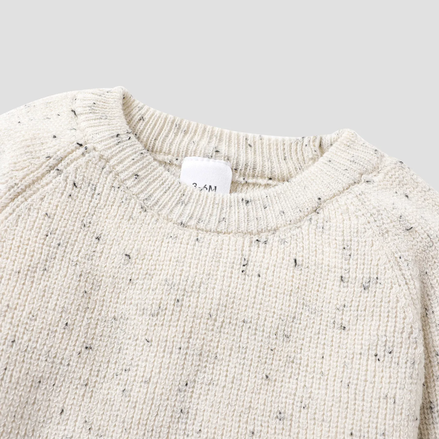 Baby Girl Solid Round Neck Long-sleeve Knitted Pullover Sweater