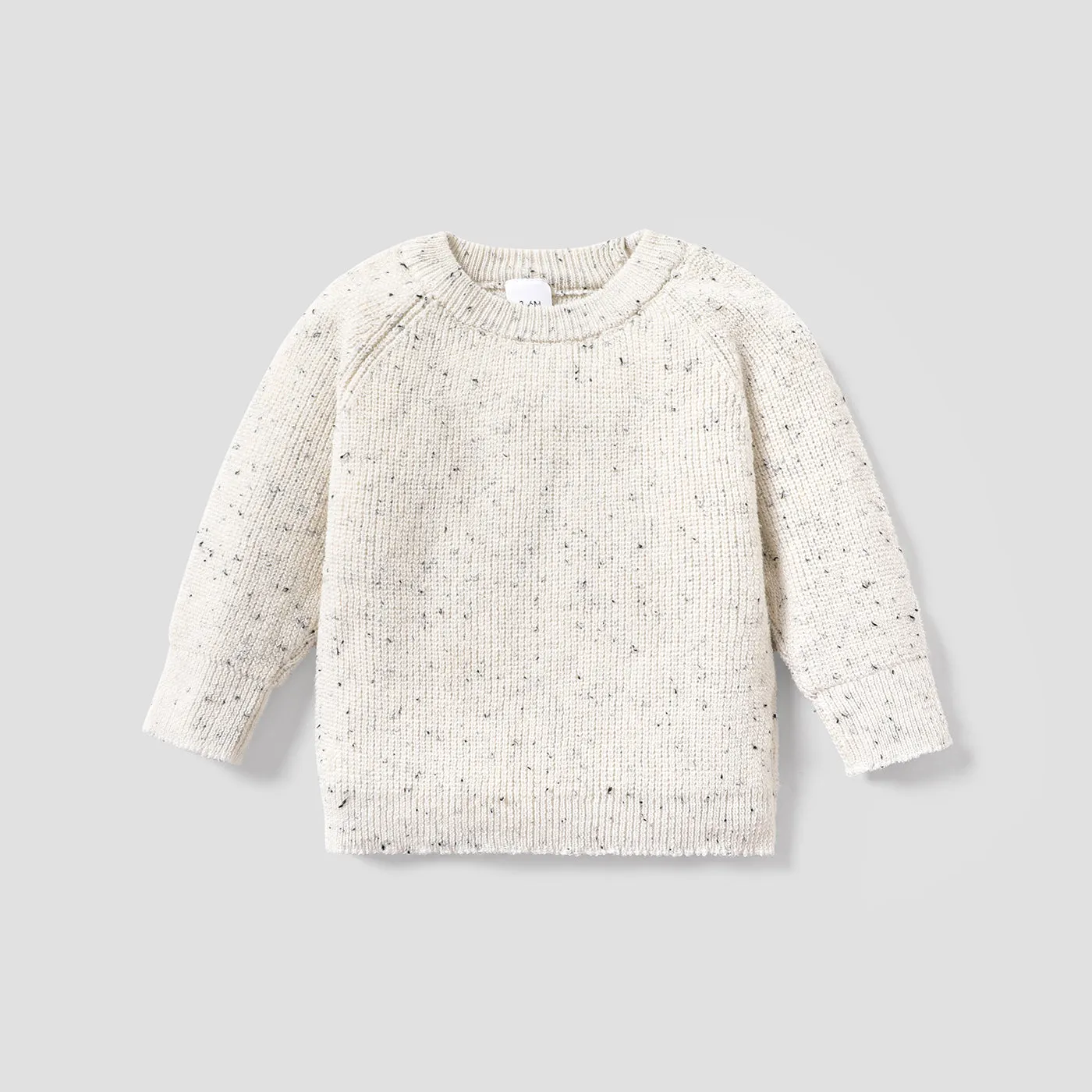 Baby Girl Solid Round Neck Long-sleeve Knitted Pullover Sweater