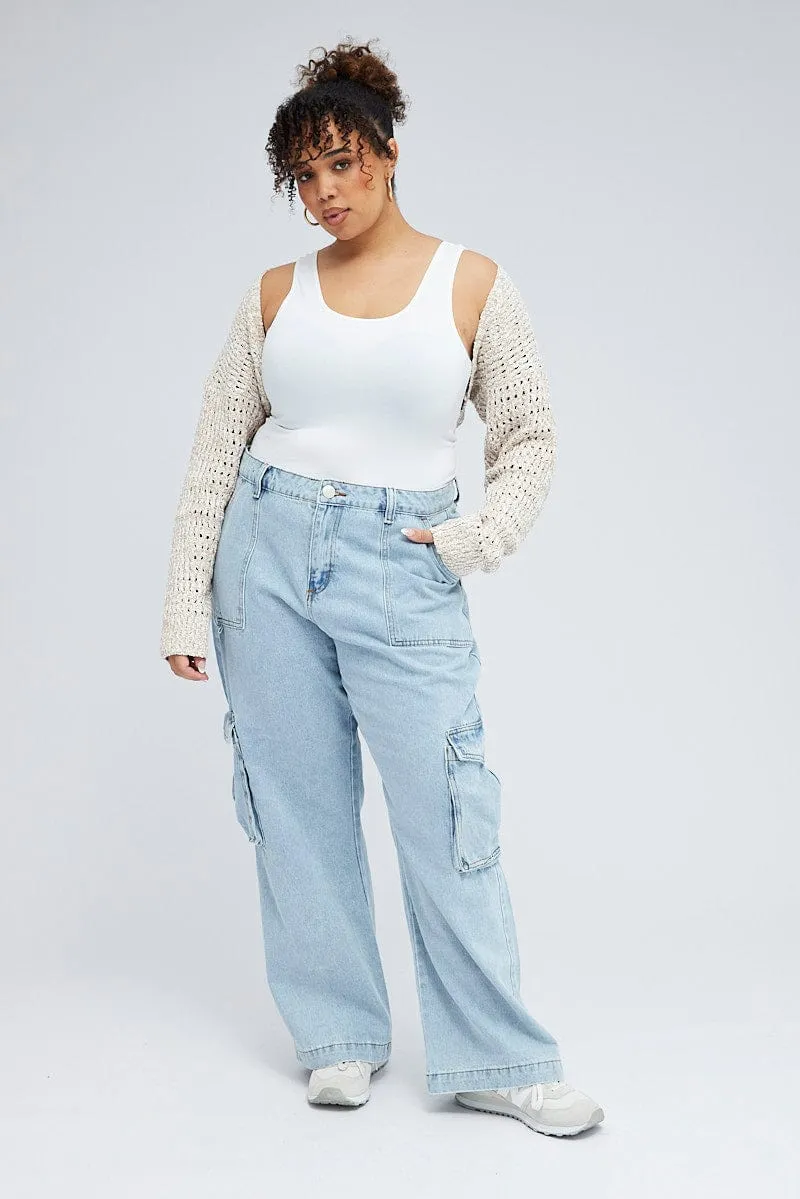 Beige Knit Shrug Long Sleeve