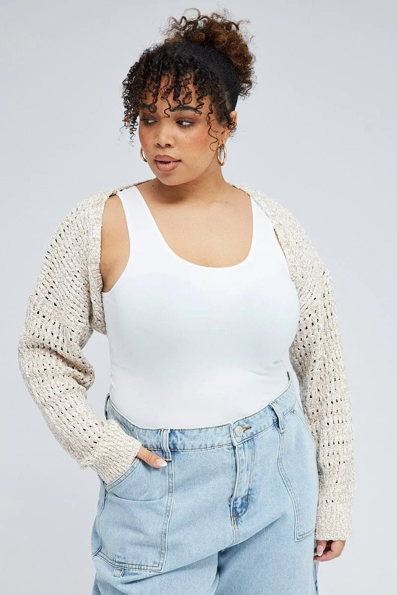 Beige Knit Shrug Long Sleeve