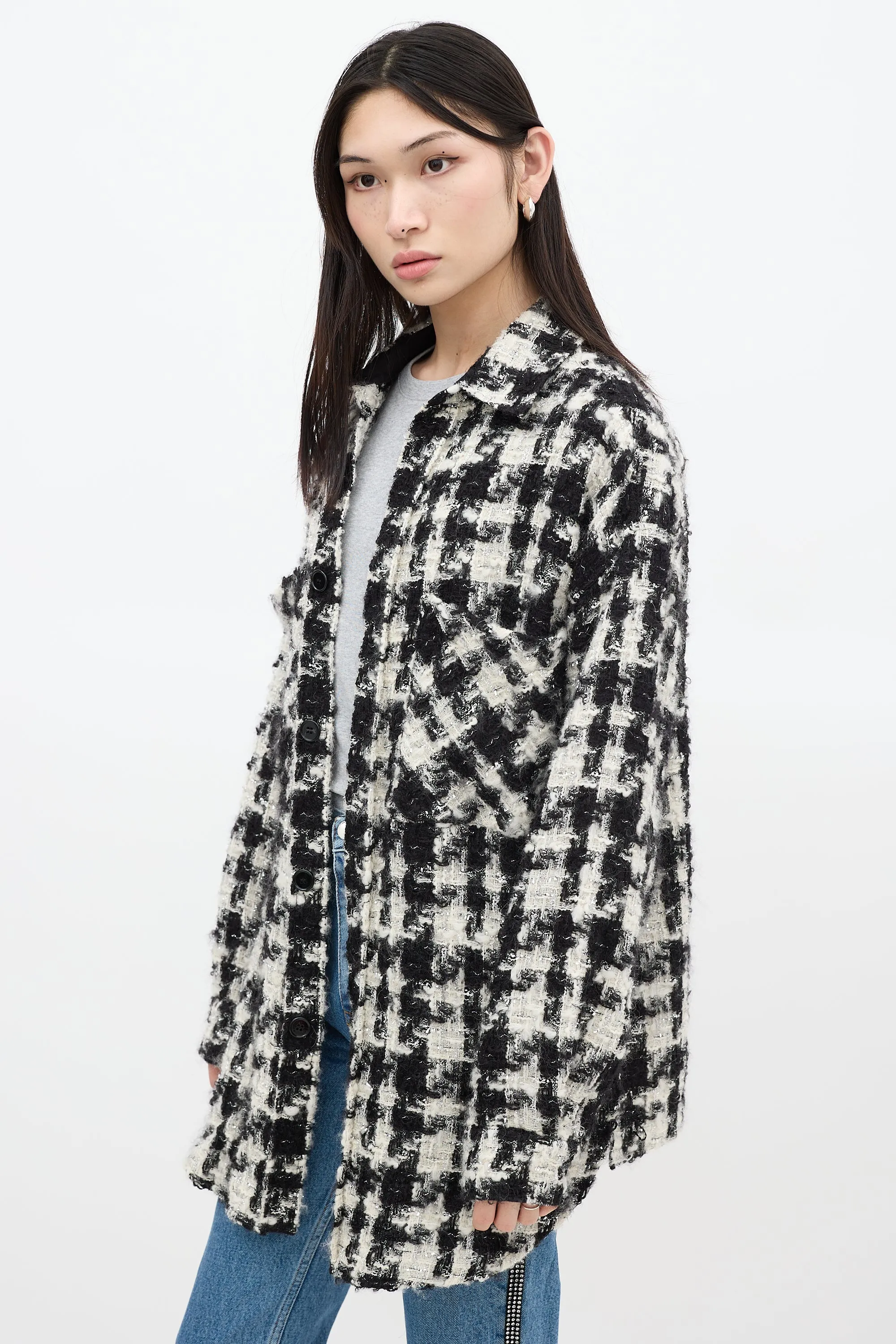Black & White Wool Tweed Jacket