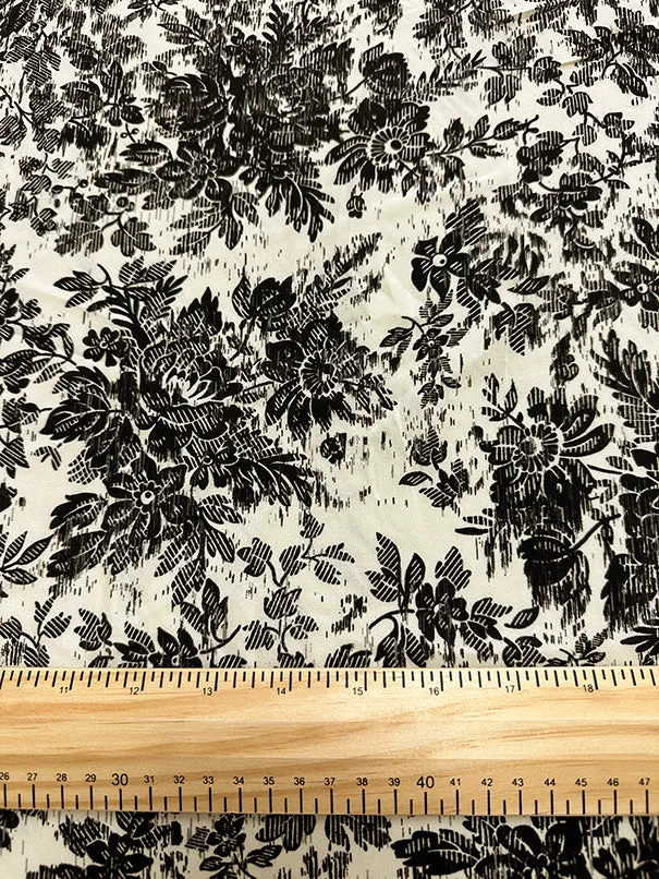 Black and Ivory Floral Georgette Fabric
