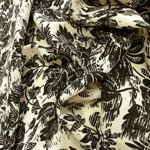 Black and Ivory Floral Georgette Fabric