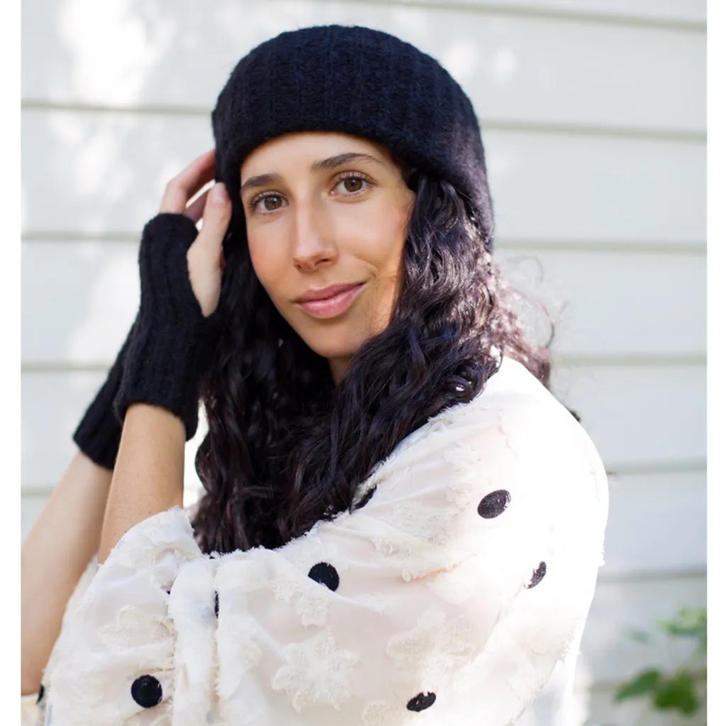 Black Ribbed Alpaca Ear Warmer - Handmade & Fair Trade