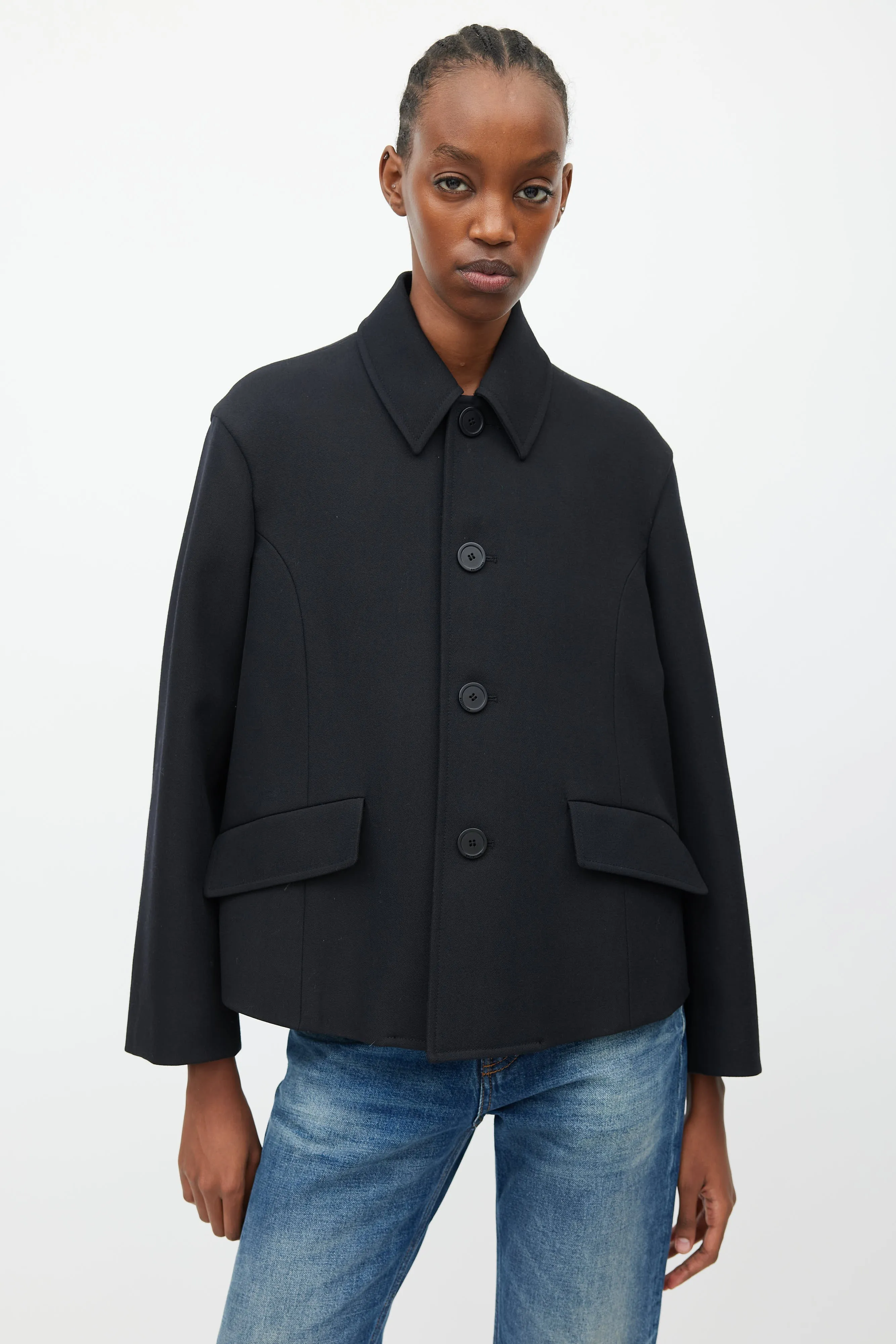 Black Wool Boxy Jacket
