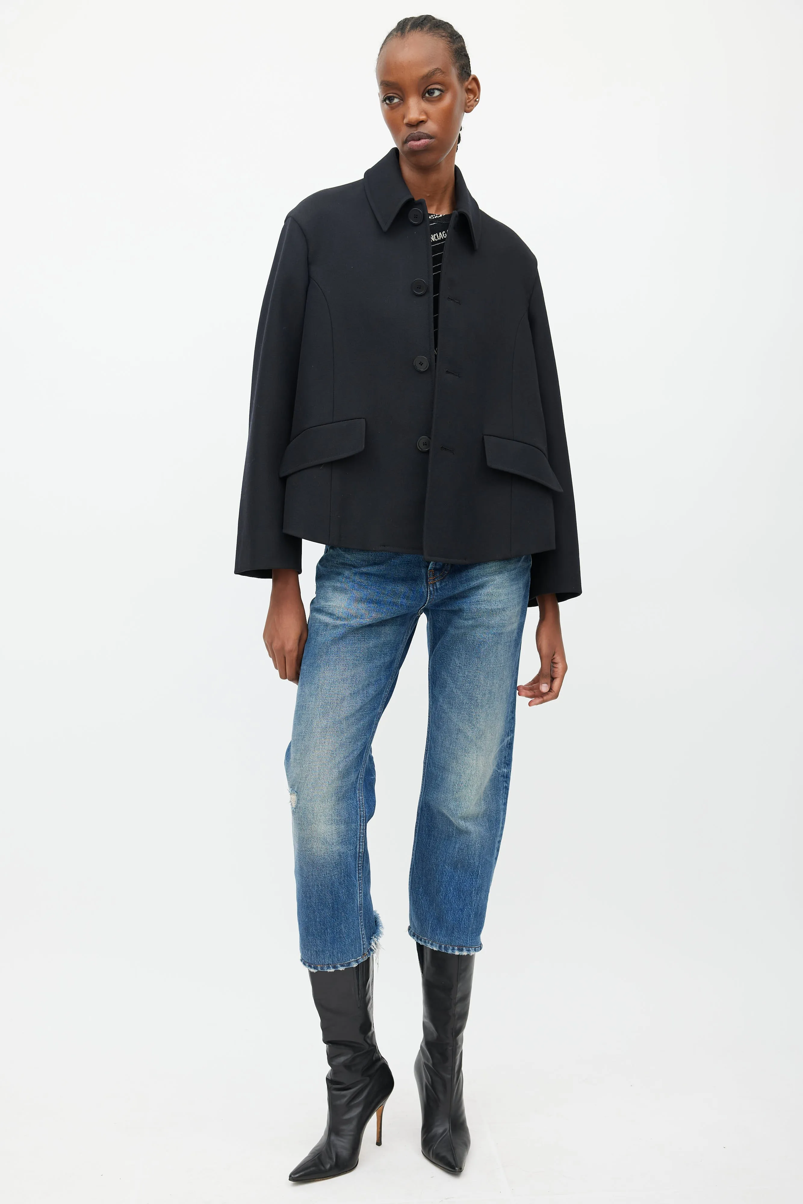 Black Wool Boxy Jacket