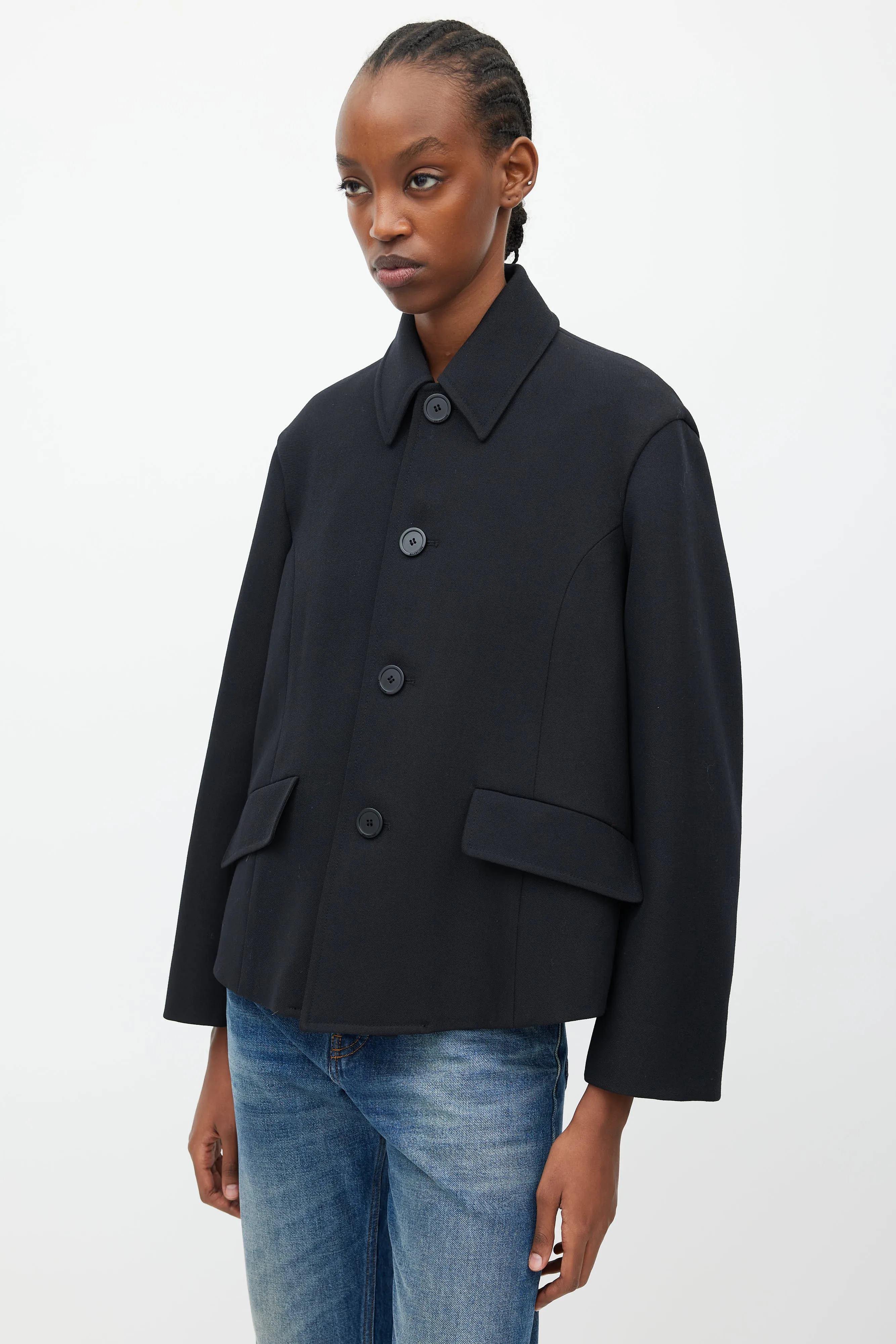 Black Wool Boxy Jacket