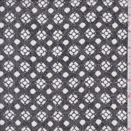 Black/Chalk Geometric Crepe de Chine Fabric