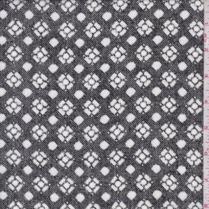 Black/Chalk Geometric Crepe de Chine Fabric
