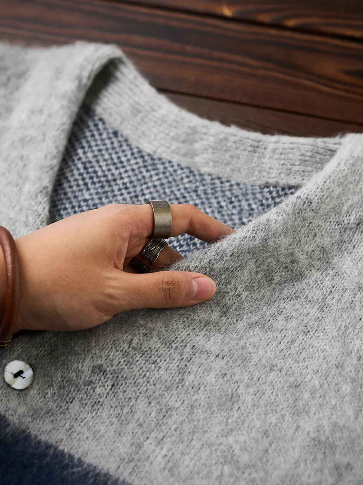 Brushed Wool-Blend Striped Knitted Cardigan