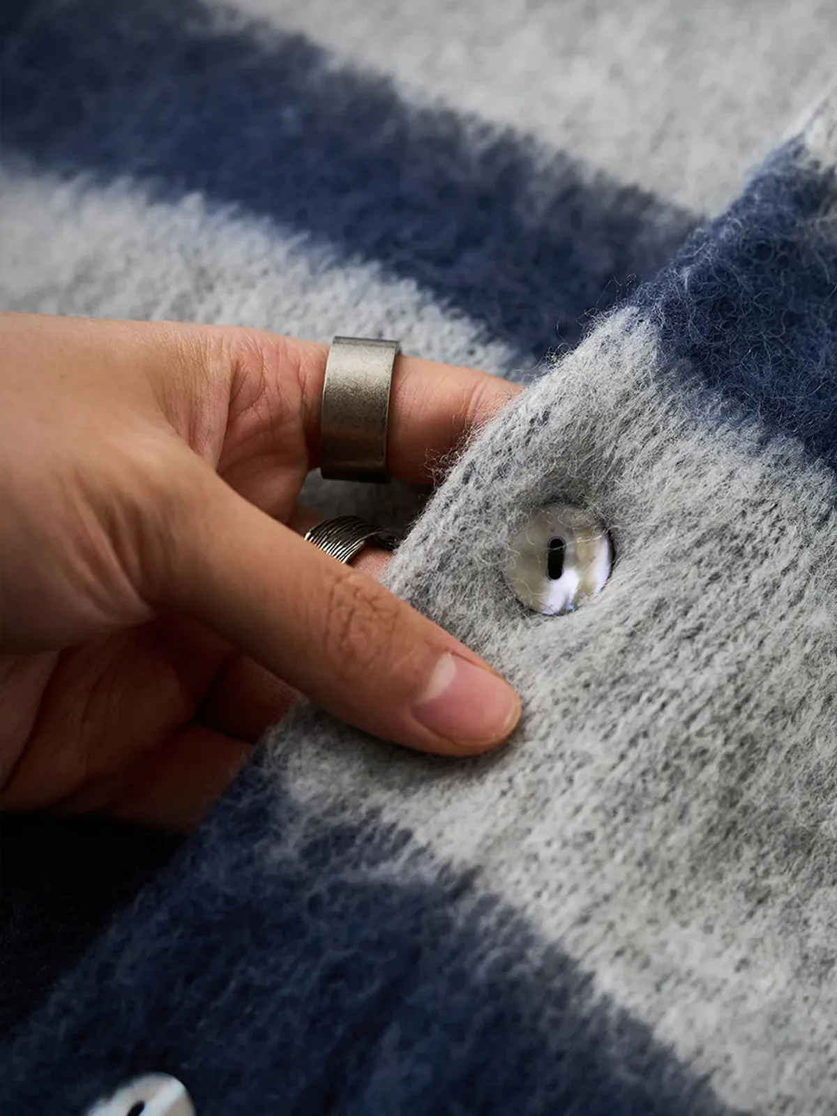 Brushed Wool-Blend Striped Knitted Cardigan