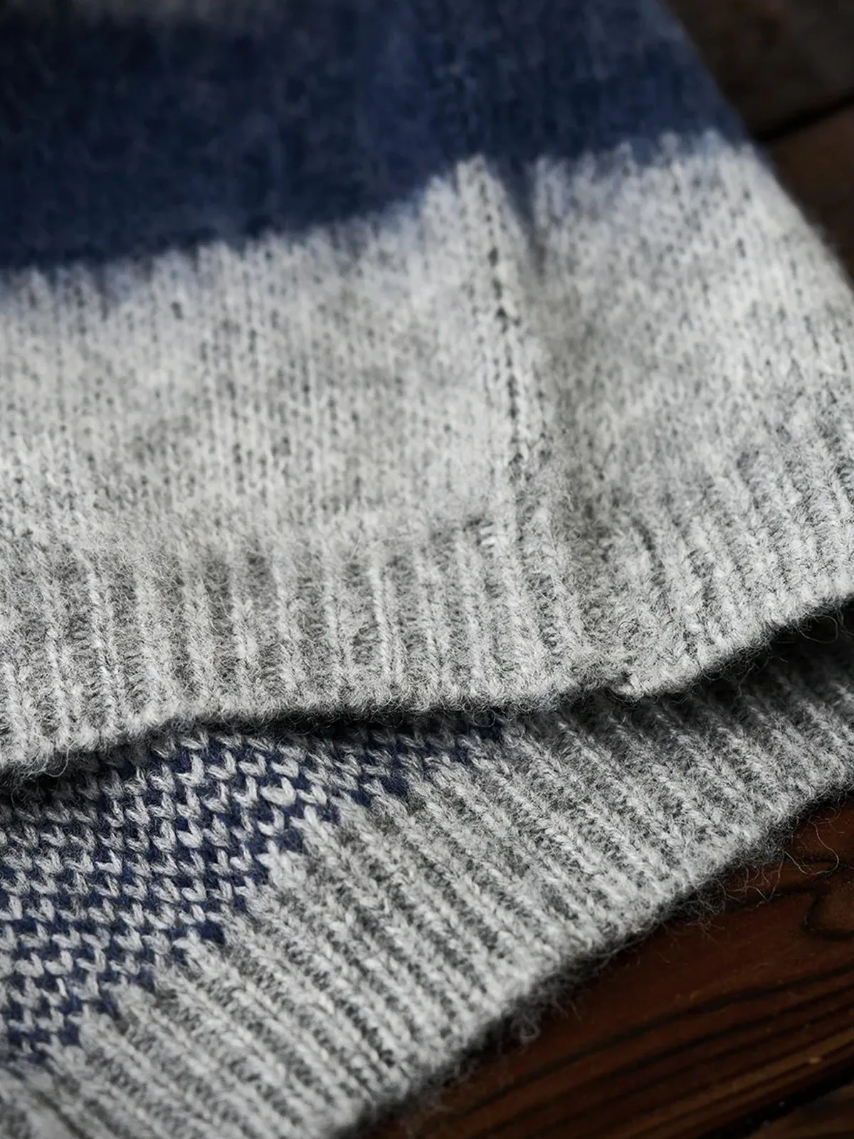 Brushed Wool-Blend Striped Knitted Cardigan