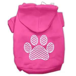 Chevron Paw Screen Print Pet Hoodies Bright Pink Size XL (16)