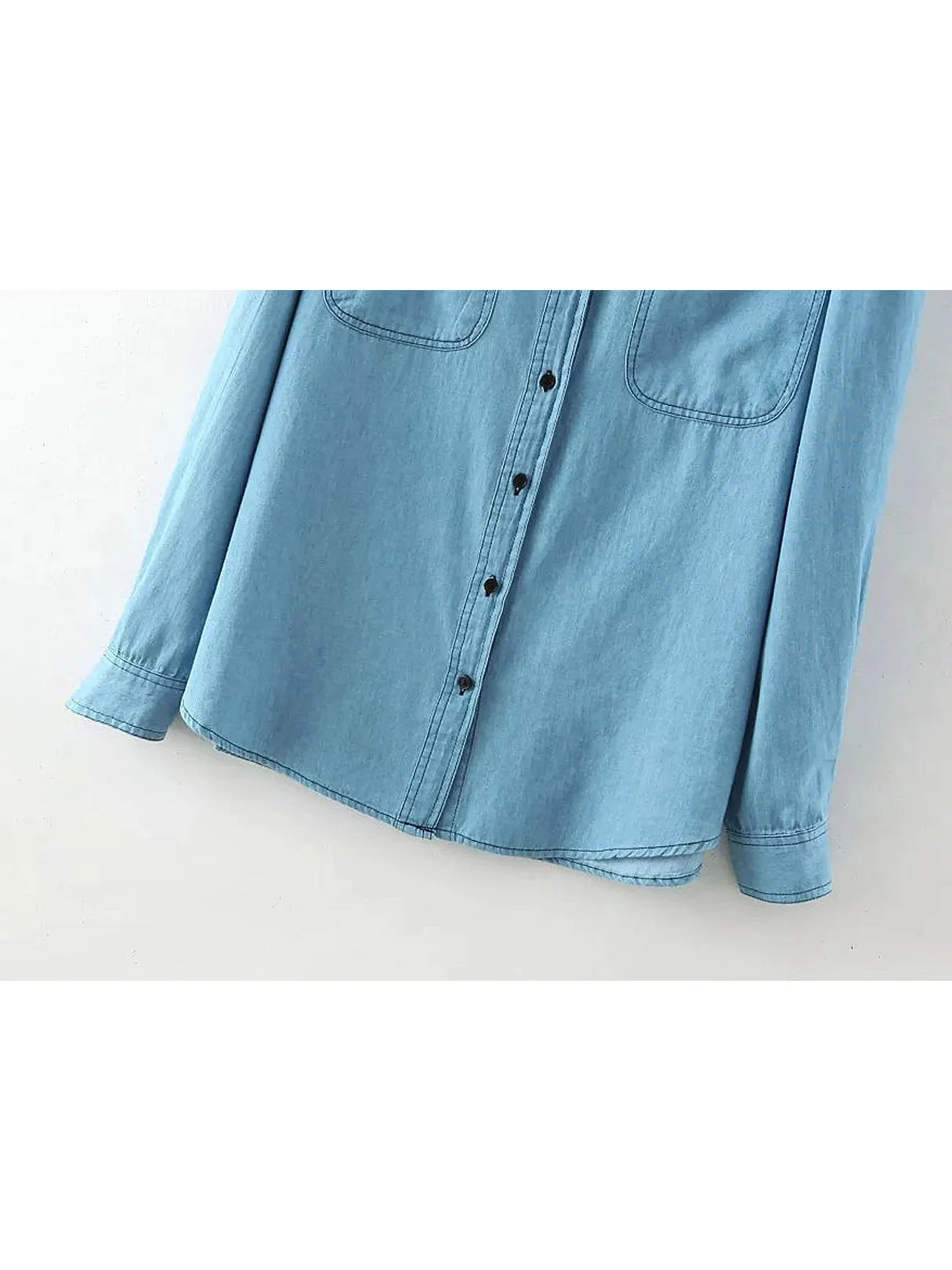 Custom Long Sleeve Light Blue Blouses