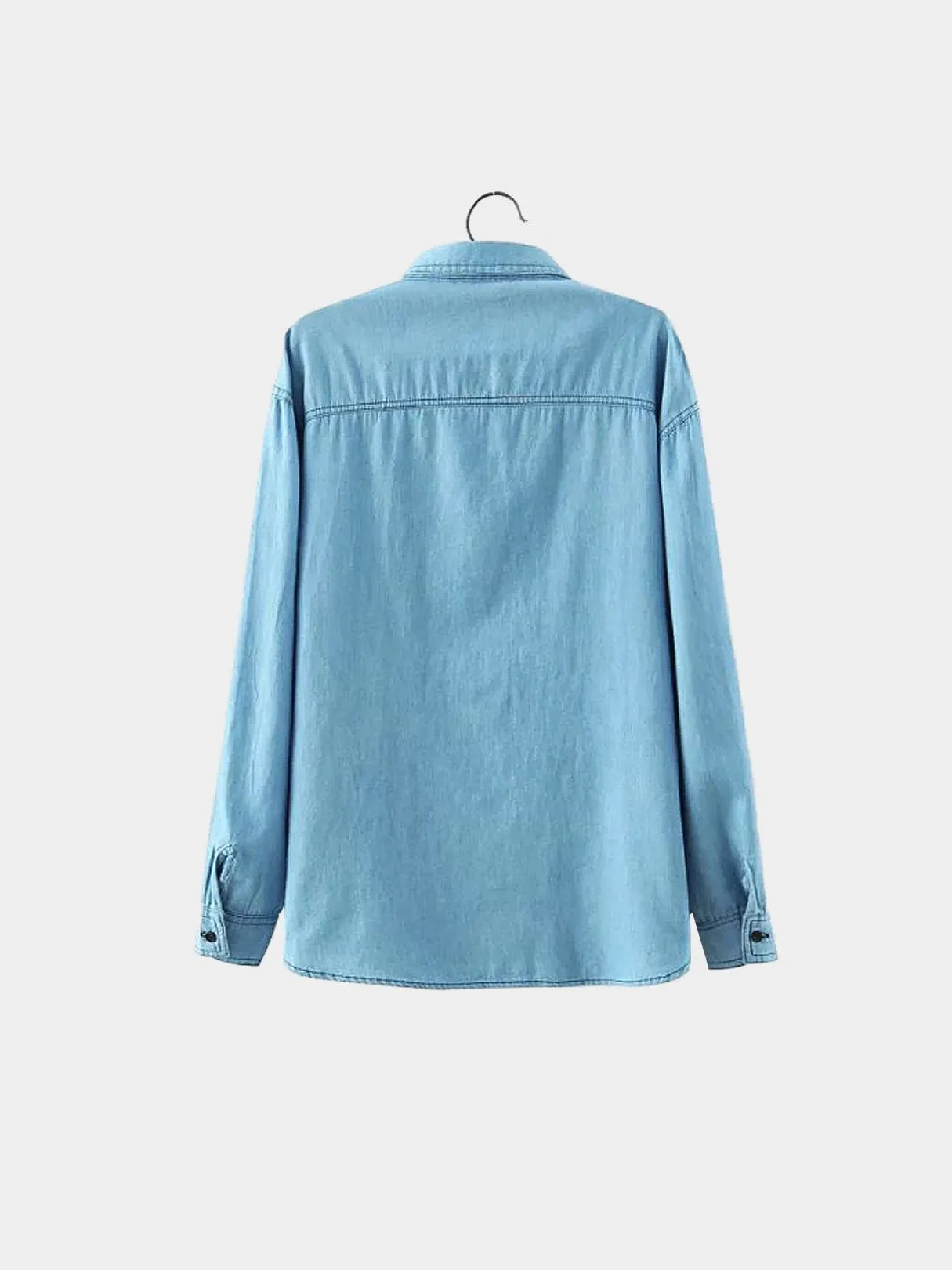 Custom Long Sleeve Light Blue Blouses