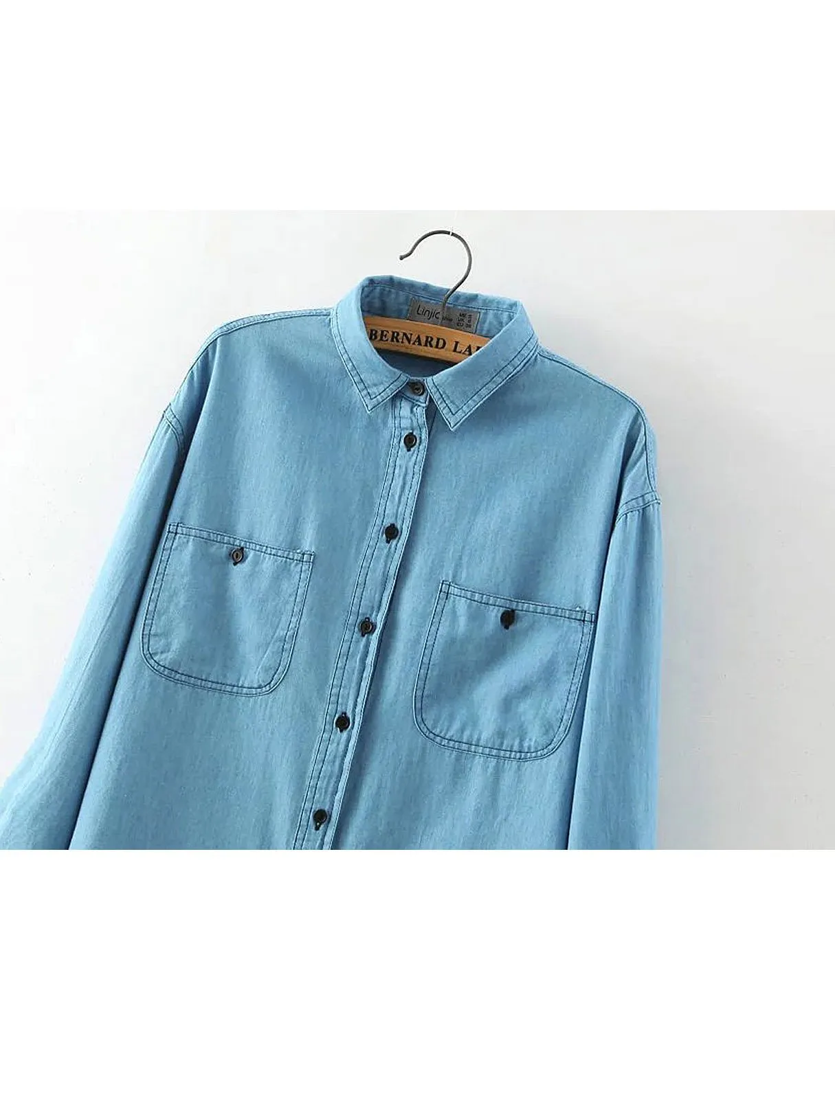 Custom Long Sleeve Light Blue Blouses
