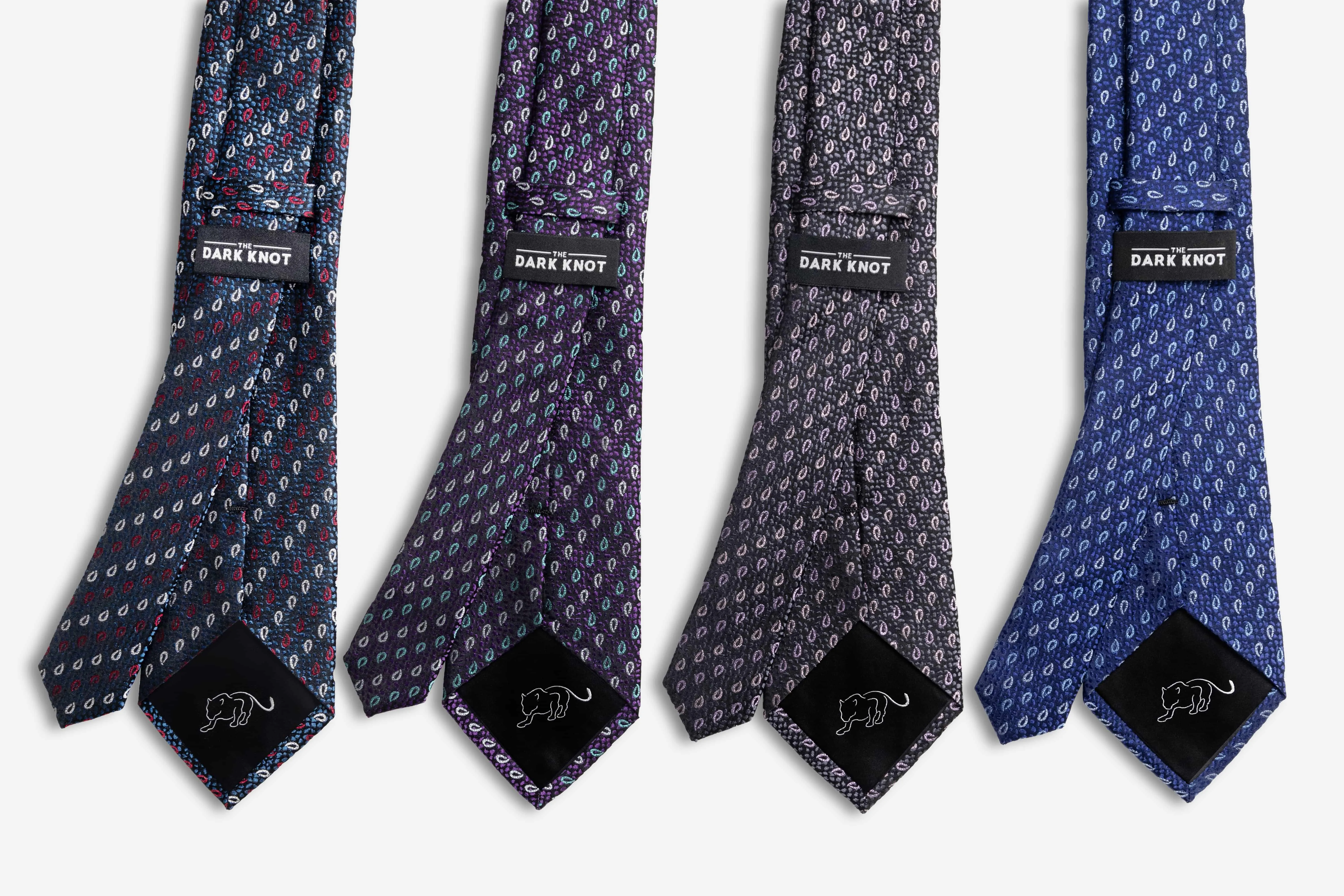 Danbury Paisley Silk Tie, Purple / Turquoise / Silver