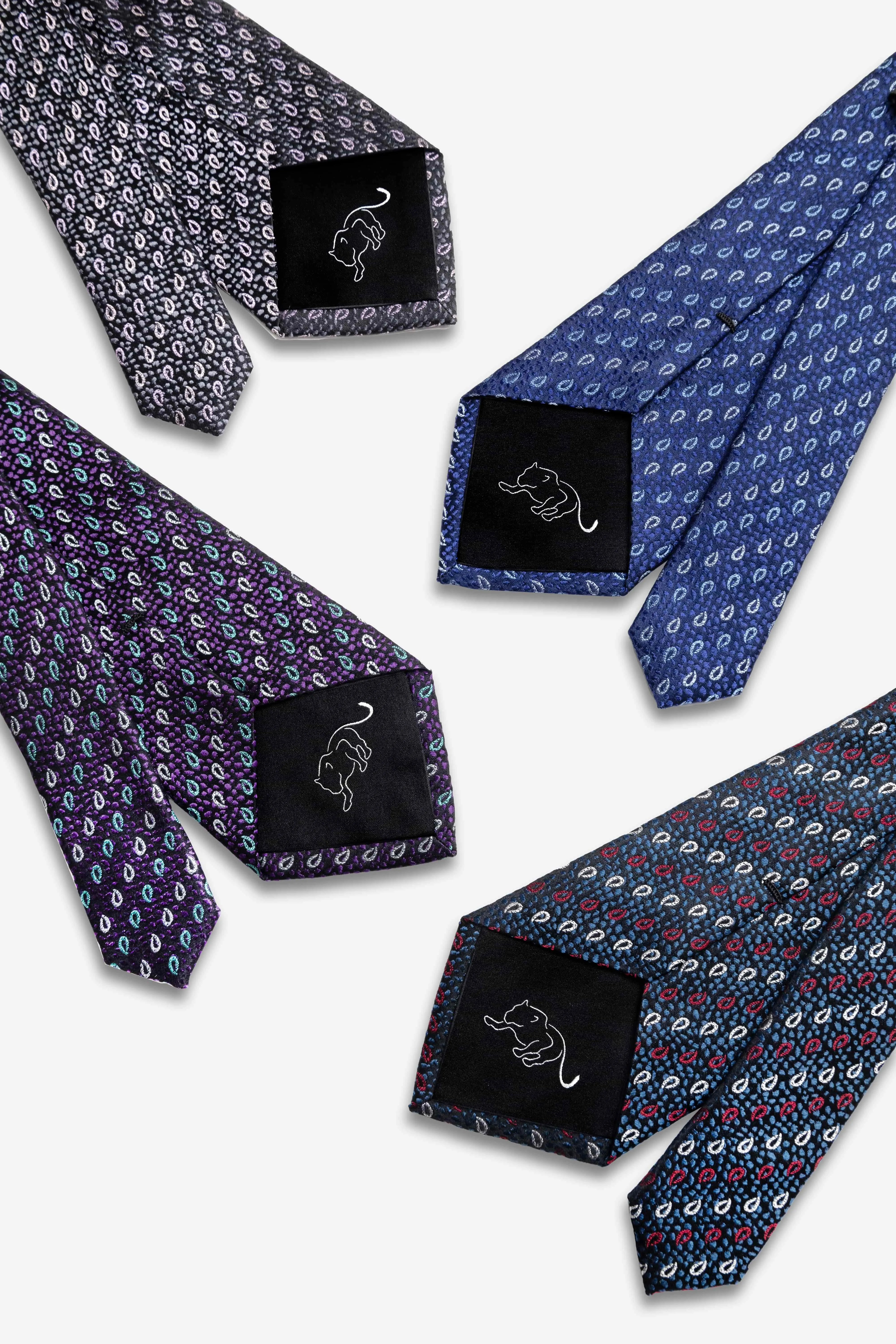 Danbury Paisley Silk Tie, Purple / Turquoise / Silver