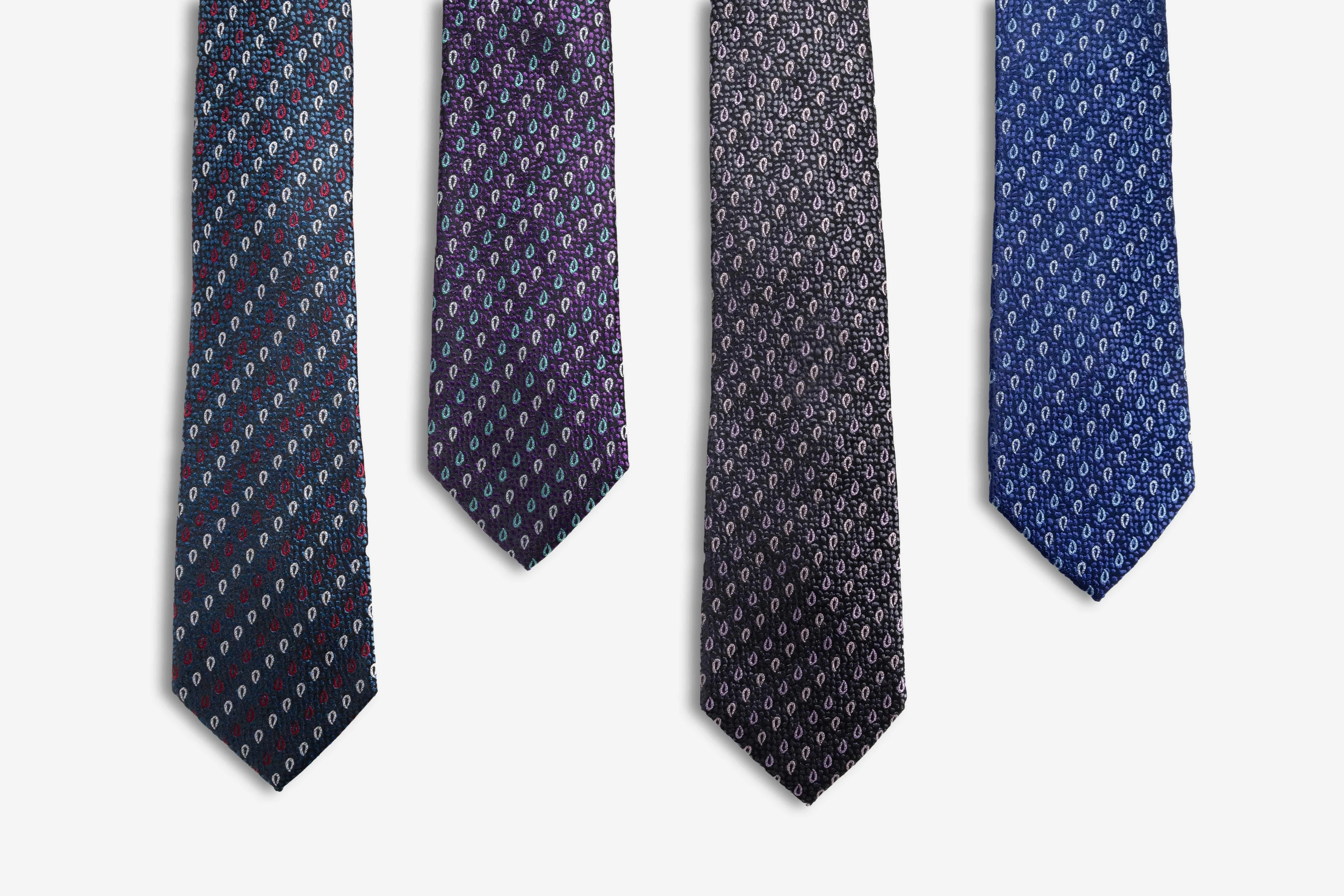 Danbury Paisley Silk Tie, Purple / Turquoise / Silver