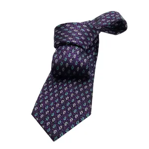 Danbury Paisley Silk Tie, Purple / Turquoise / Silver