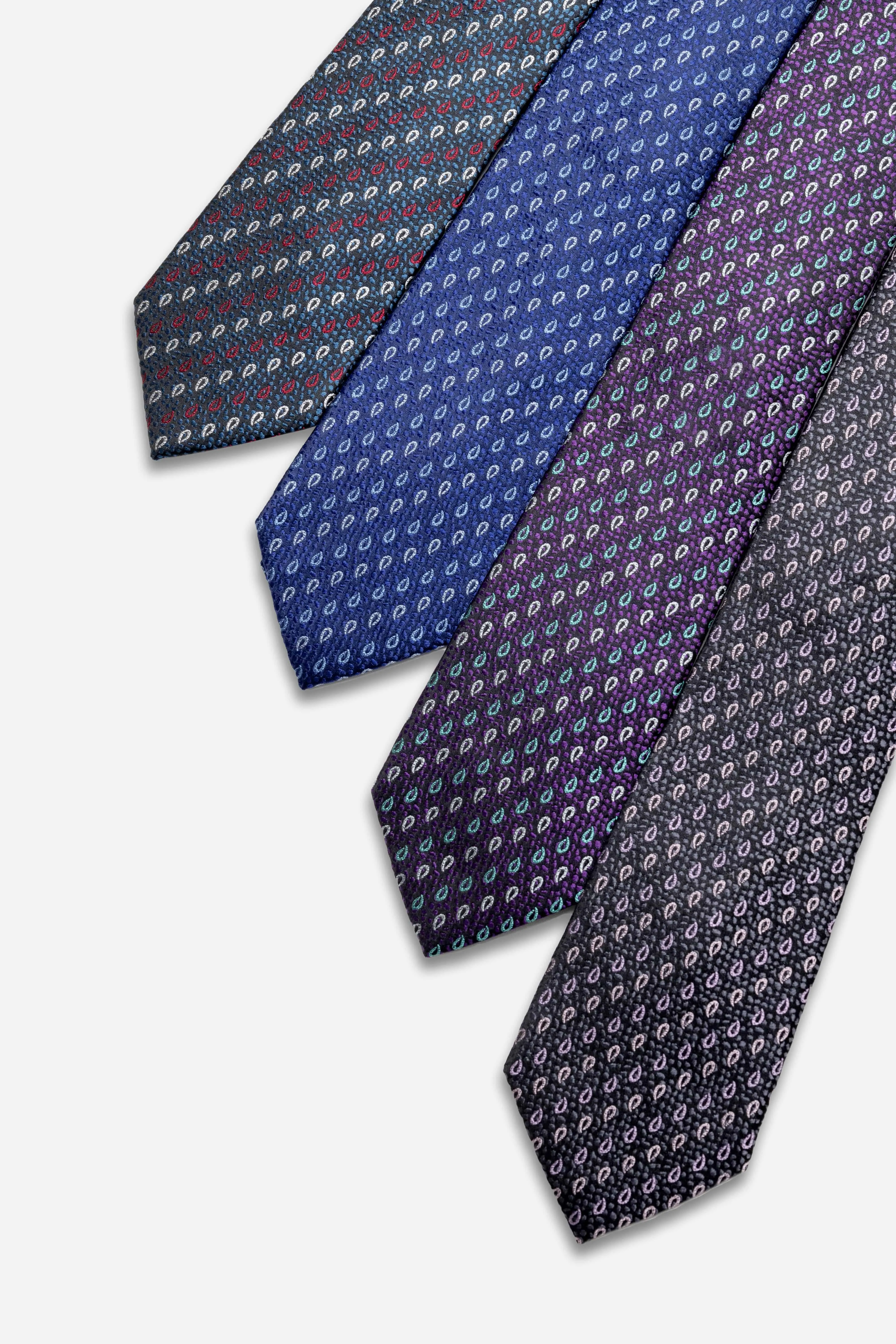 Danbury Paisley Silk Tie, Purple / Turquoise / Silver