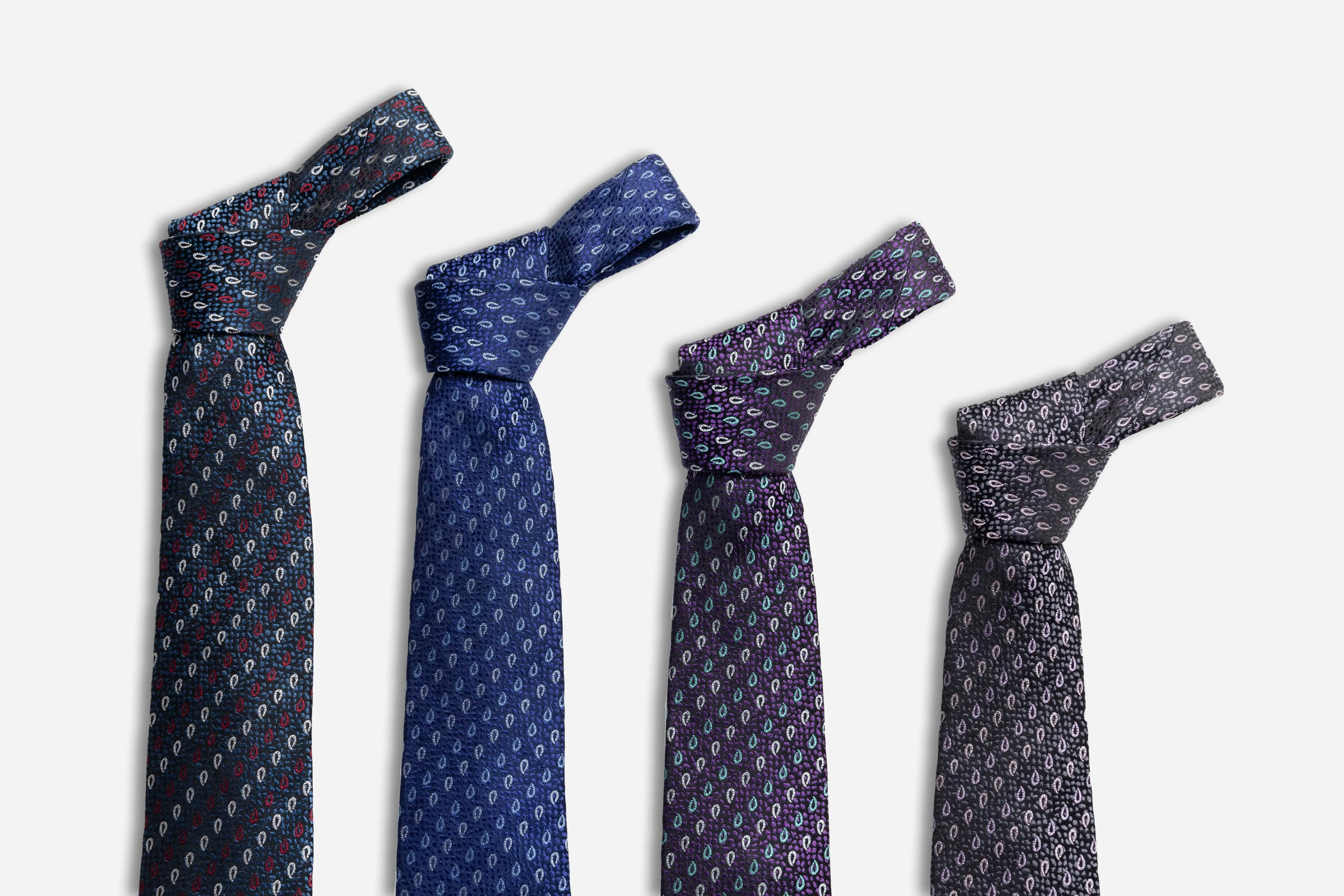 Danbury Paisley Silk Tie, Purple / Turquoise / Silver