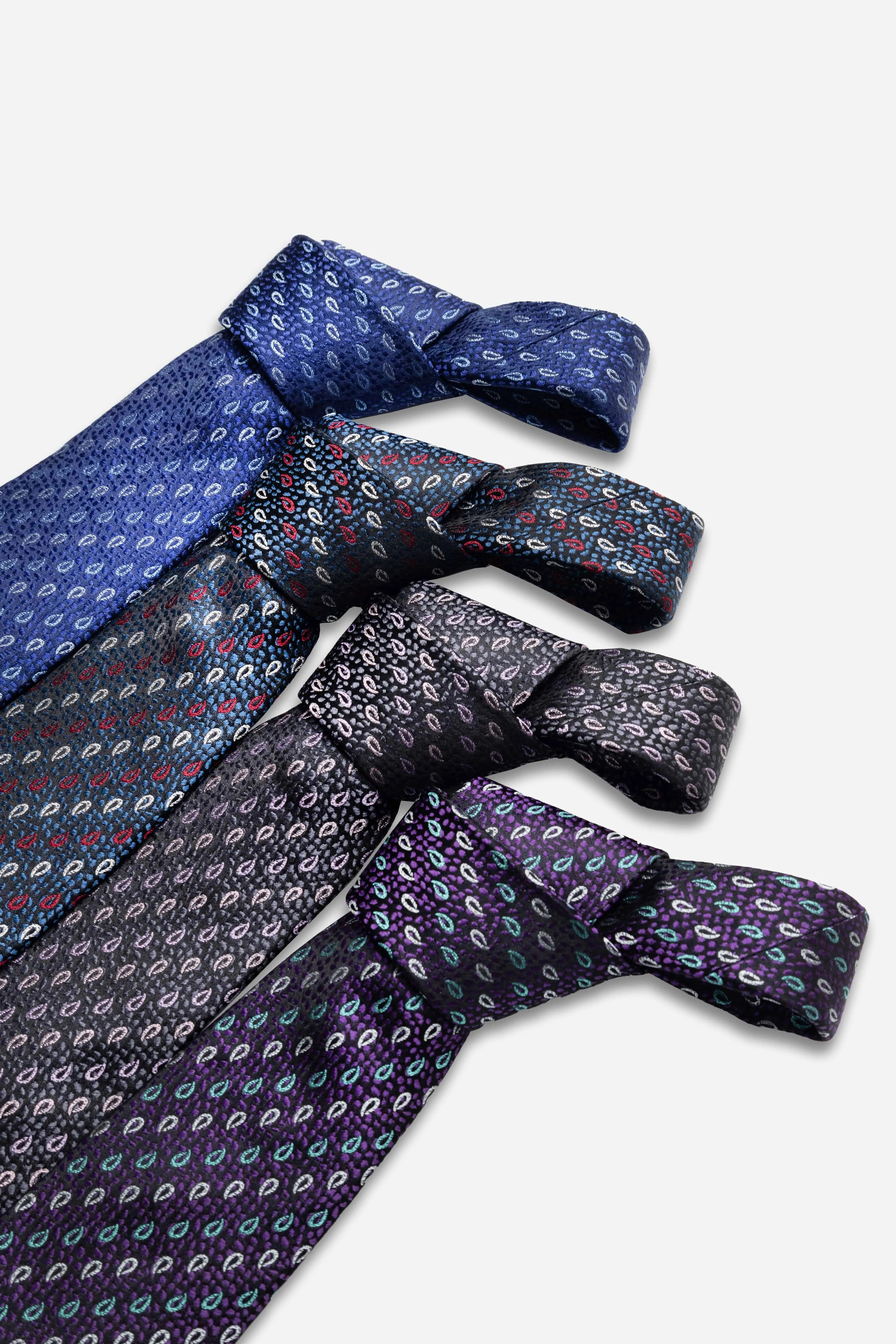 Danbury Paisley Silk Tie, Purple / Turquoise / Silver