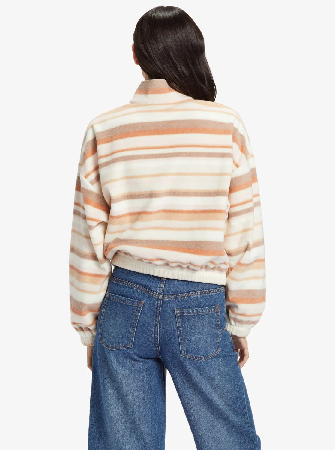Dawn To Dusk Full Zip Stripe Zip-Up Fleece - Warm Taupe Mirage Stripe