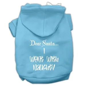 Dear Santa I Went with Naughty Screen Print Pet Hoodies Baby Blue Size XL (16)
