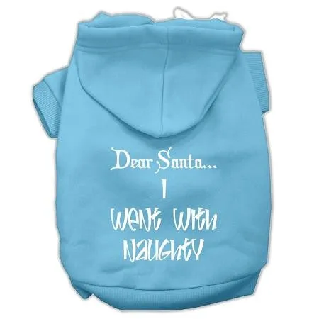 Dear Santa I Went with Naughty Screen Print Pet Hoodies Baby Blue Size XL (16)