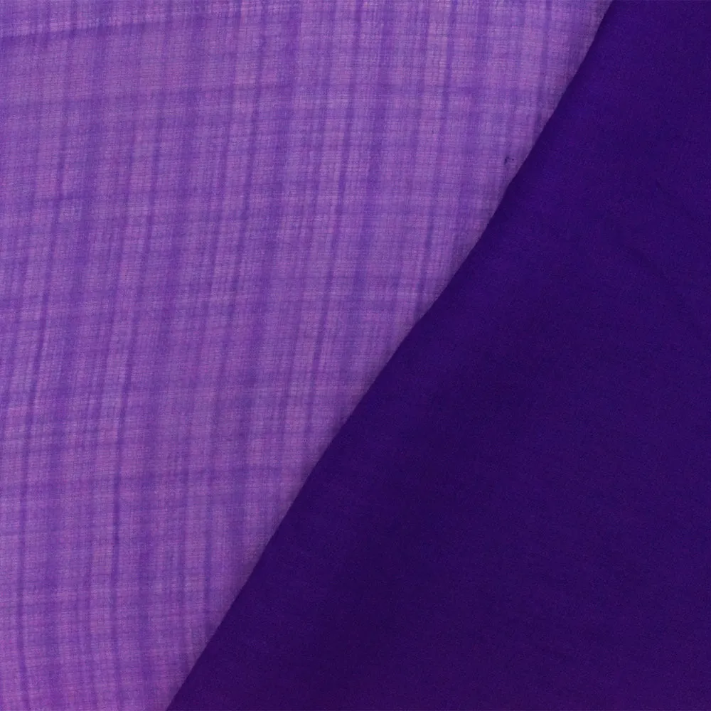 Deep Indigo Purple Solid Cross-Hatch Polyester Chiffon Woven Fabric