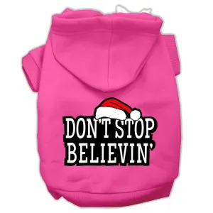 Don't Stop Believin' Screenprint Pet Hoodies Bright Pink Size L (14)