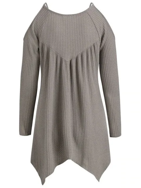 Dreamy Shoulder Hollow Out Asymmetrical Sweater