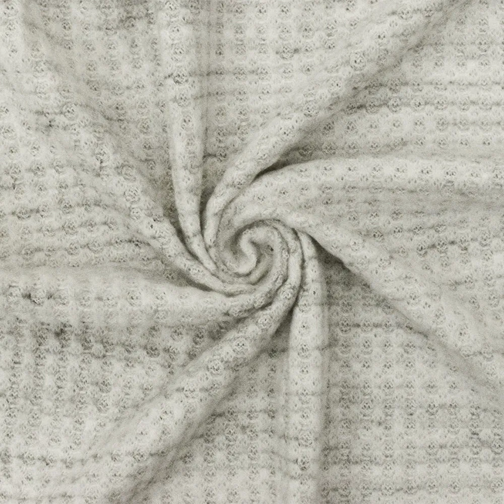Dusty Ivory-Gray-Black Texture Stretch Poly Thermal Knit Fabric