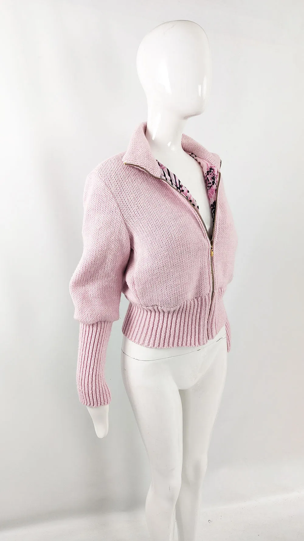Emanuel Ungaro Vintage Y2k Pastel Pink Knit Jacket