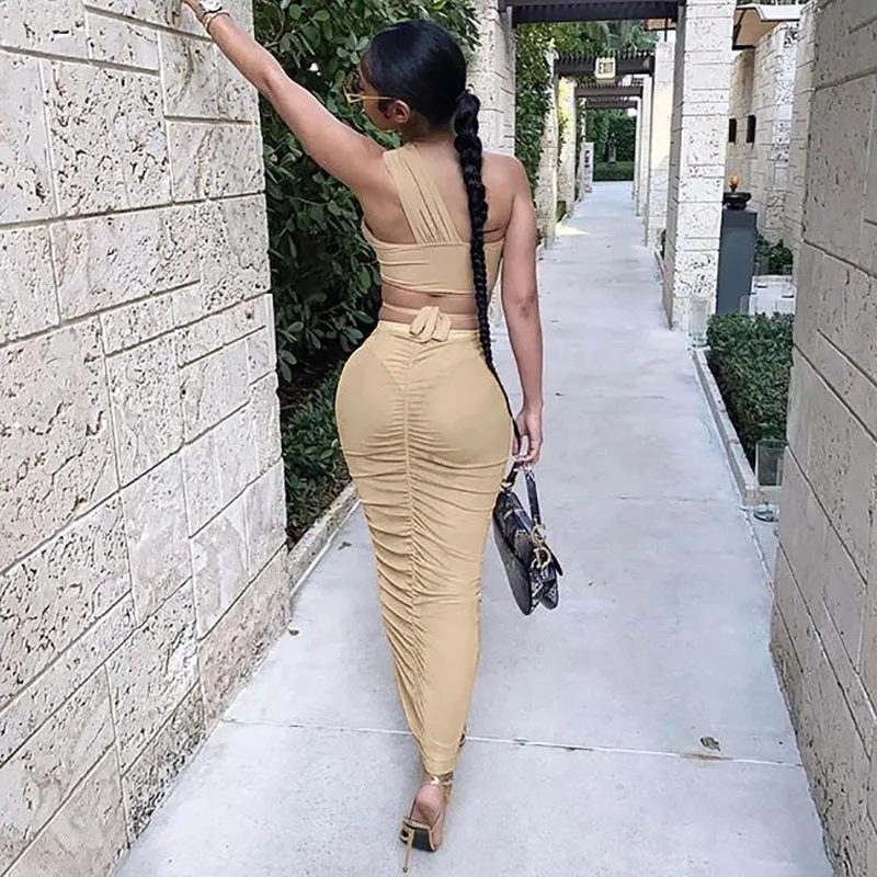 Europe Women Trendy Sexy Solid Colored Hip Flattering Skirt