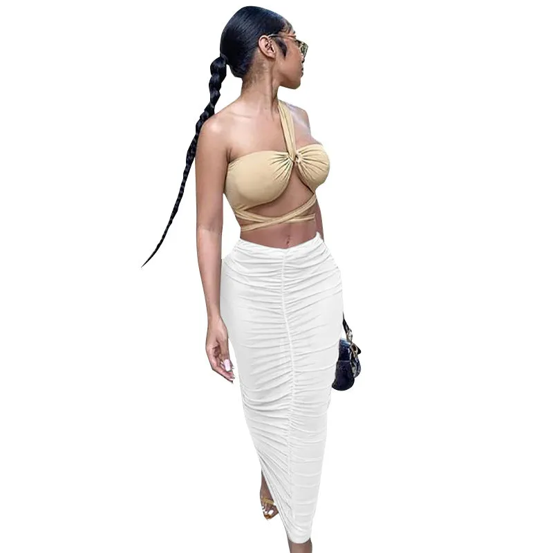 Europe Women Trendy Sexy Solid Colored Hip Flattering Skirt