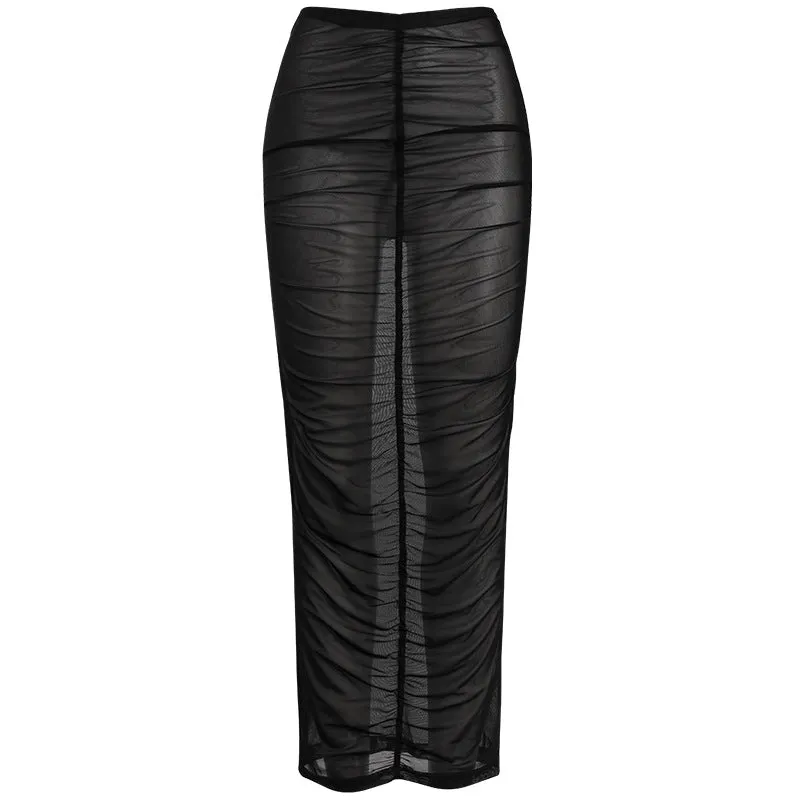 Europe Women Trendy Sexy Solid Colored Hip Flattering Skirt
