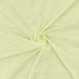 Faint Lime Yellow Slub Stretch Jersey Knit Fabric