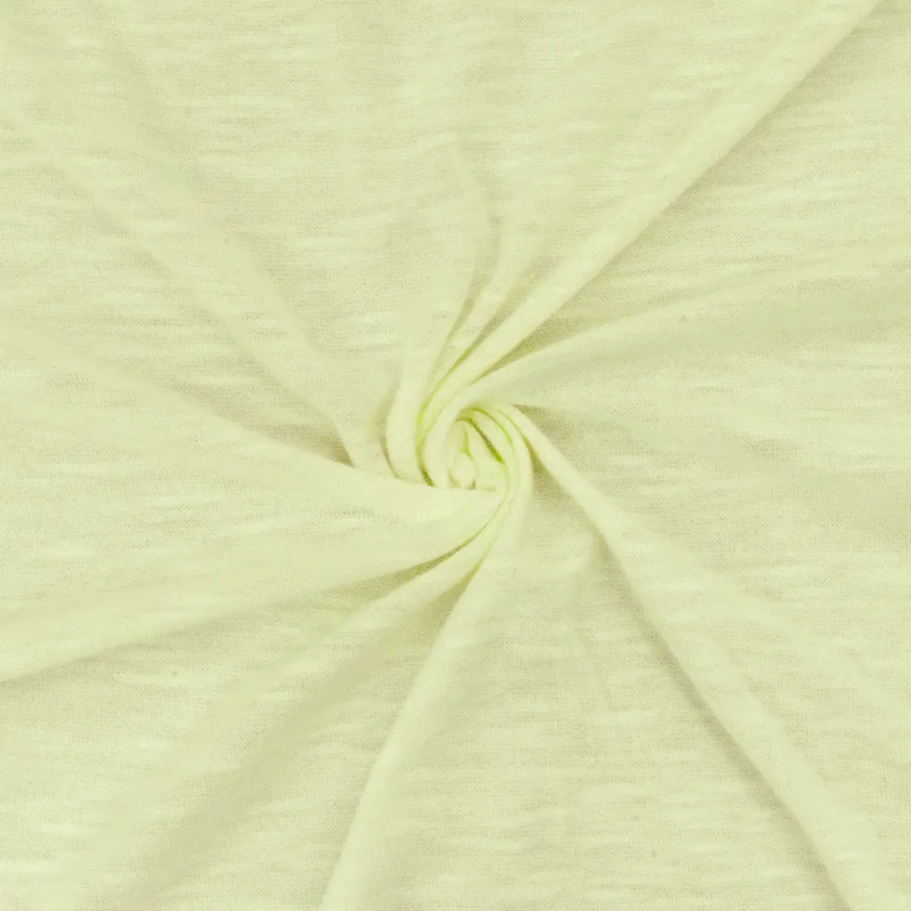 Faint Lime Yellow Slub Stretch Jersey Knit Fabric