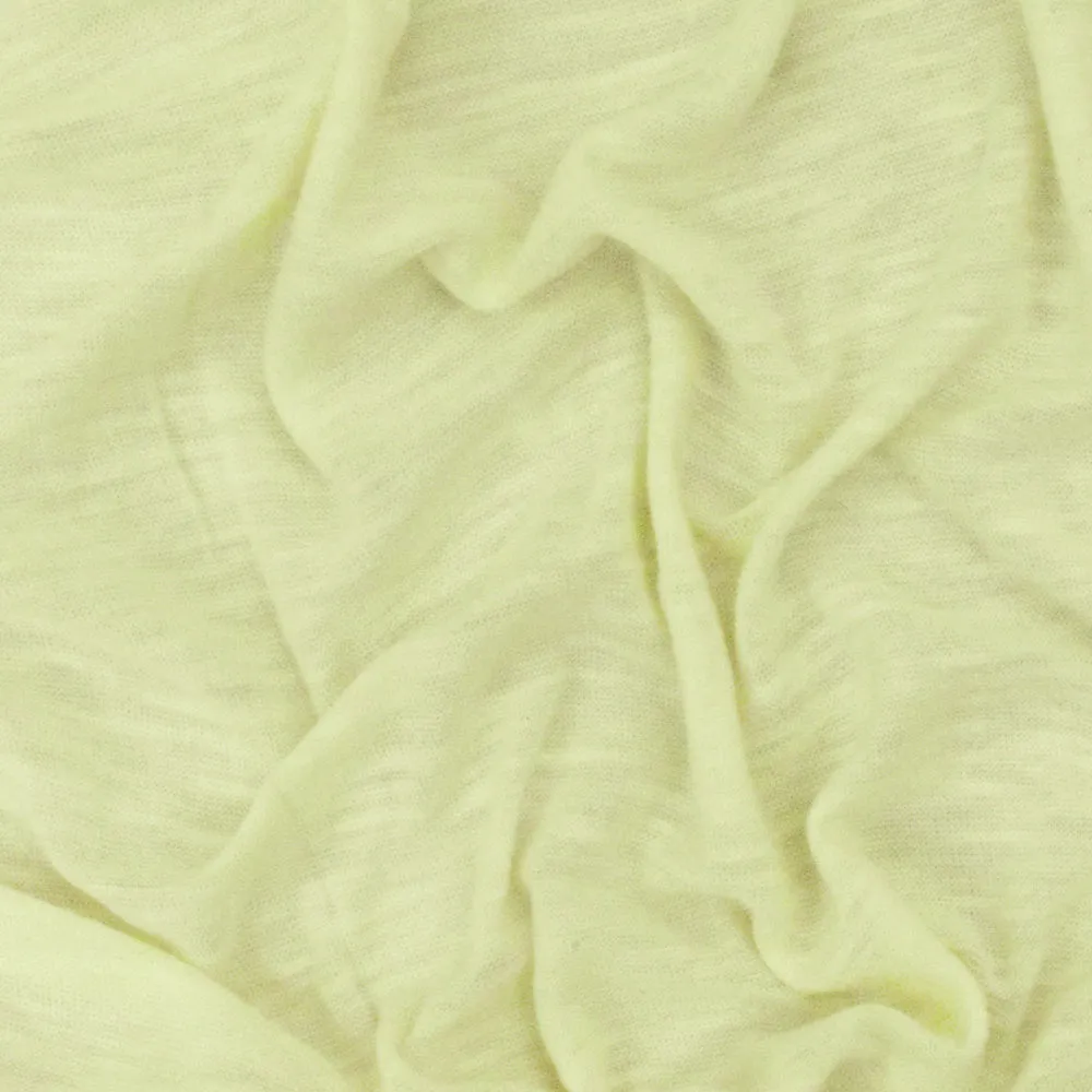 Faint Lime Yellow Slub Stretch Jersey Knit Fabric