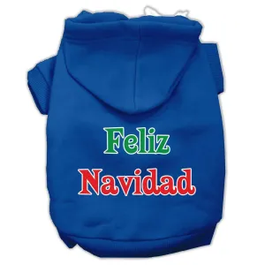 Feliz Navidad Screen Print Pet Hoodies Blue L (14)