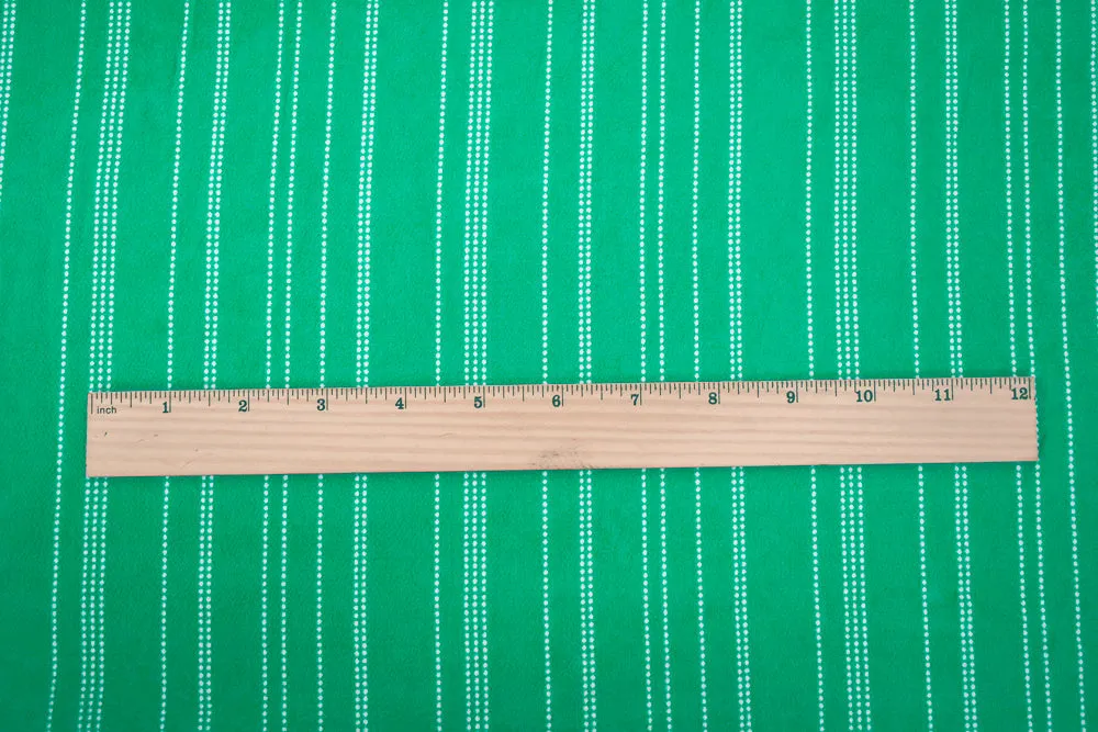 Green-White Dotted Stripe Printed Crepe Georgette Woven Fabric